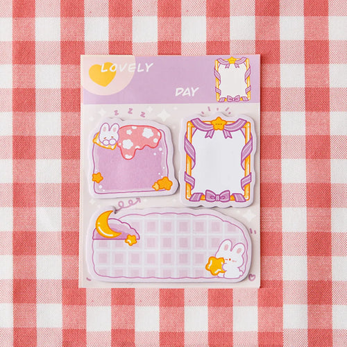 BLOCO DE NOTAS ADESIVA LOVELY DAY CARTELA COM 3 TAMANHOS