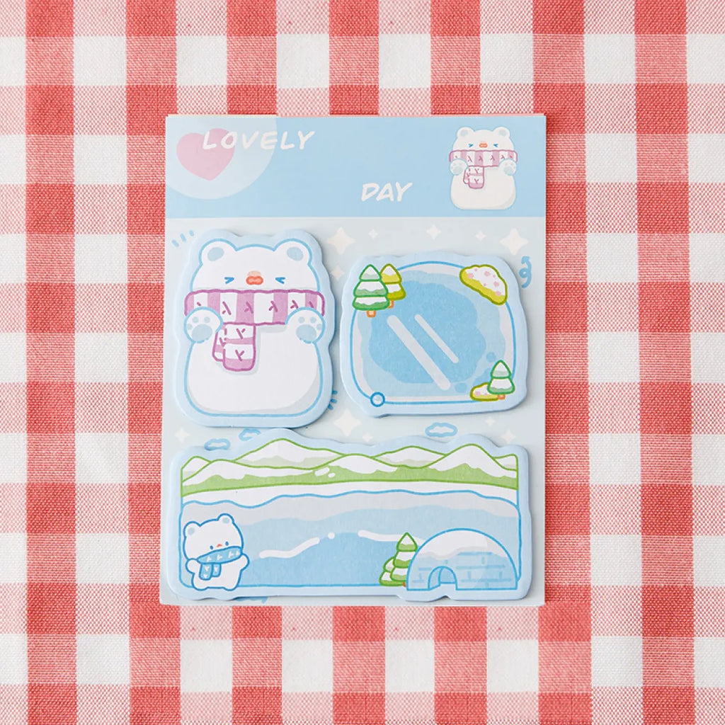 BLOCO DE NOTAS ADESIVA LOVELY DAY CARTELA COM 3 TAMANHOS