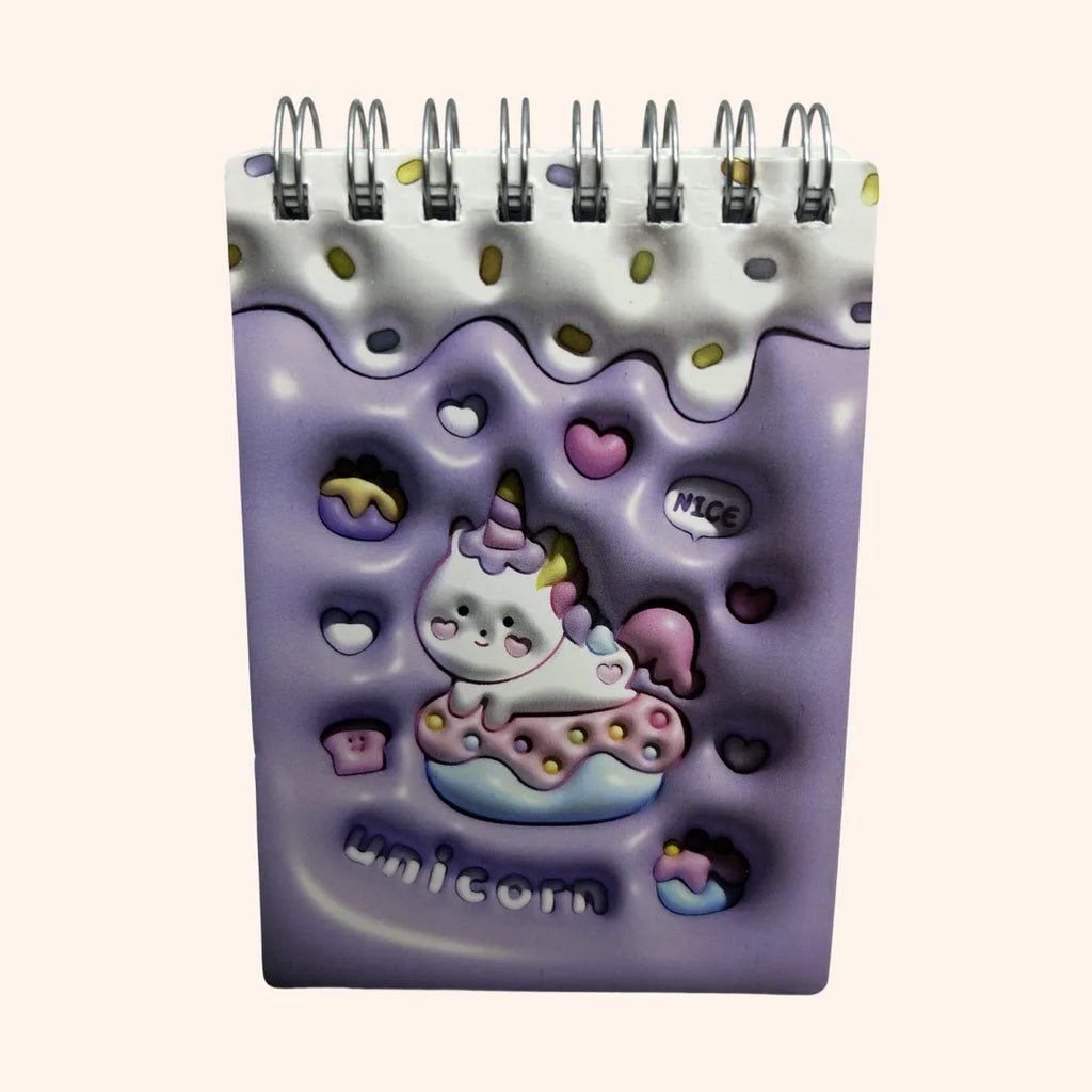 CADERNETA DE ANOTACOES ESPIRAL COM CAPA 3D