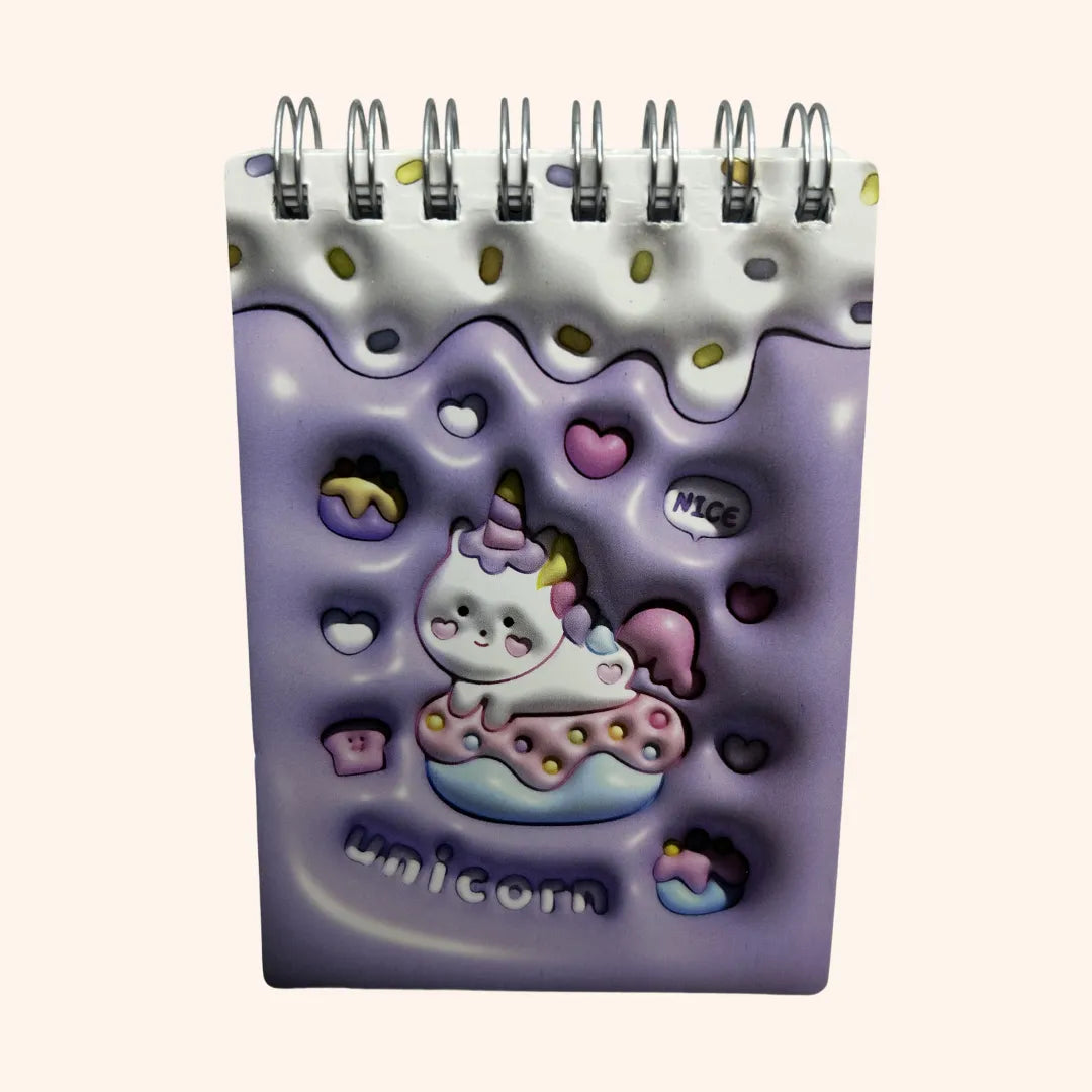 CADERNETA DE ANOTACOES ESPIRAL COM CAPA 3D