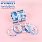 KIT DE FITA ADESIVA WASHI TAPE ESTAMPADA COM 5 UNIDADES